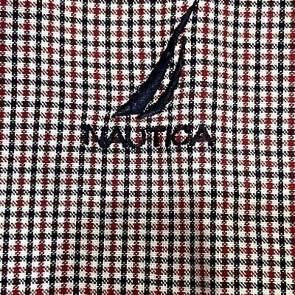 Nautica‎ Shirt Mens Size M Red Blue Plaid Casual Button Up Short Sleeve - Picture 2 of 4